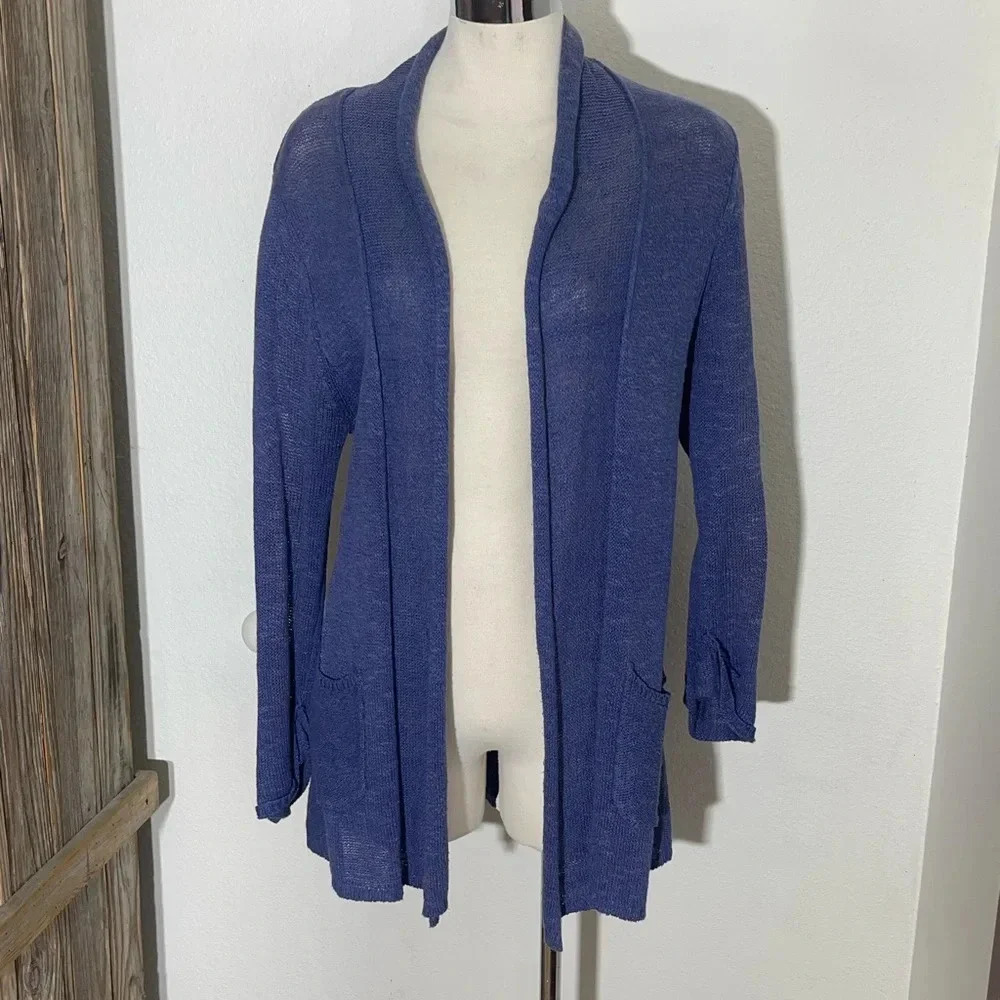 Habitat clothes to live in linen cotton blend open front cardigan medium pockets